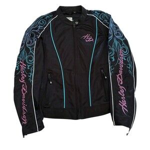 Harley-Davidson Tribal Mesh Jacket Vintage Y2K Purple Blue Womens Medium Moto